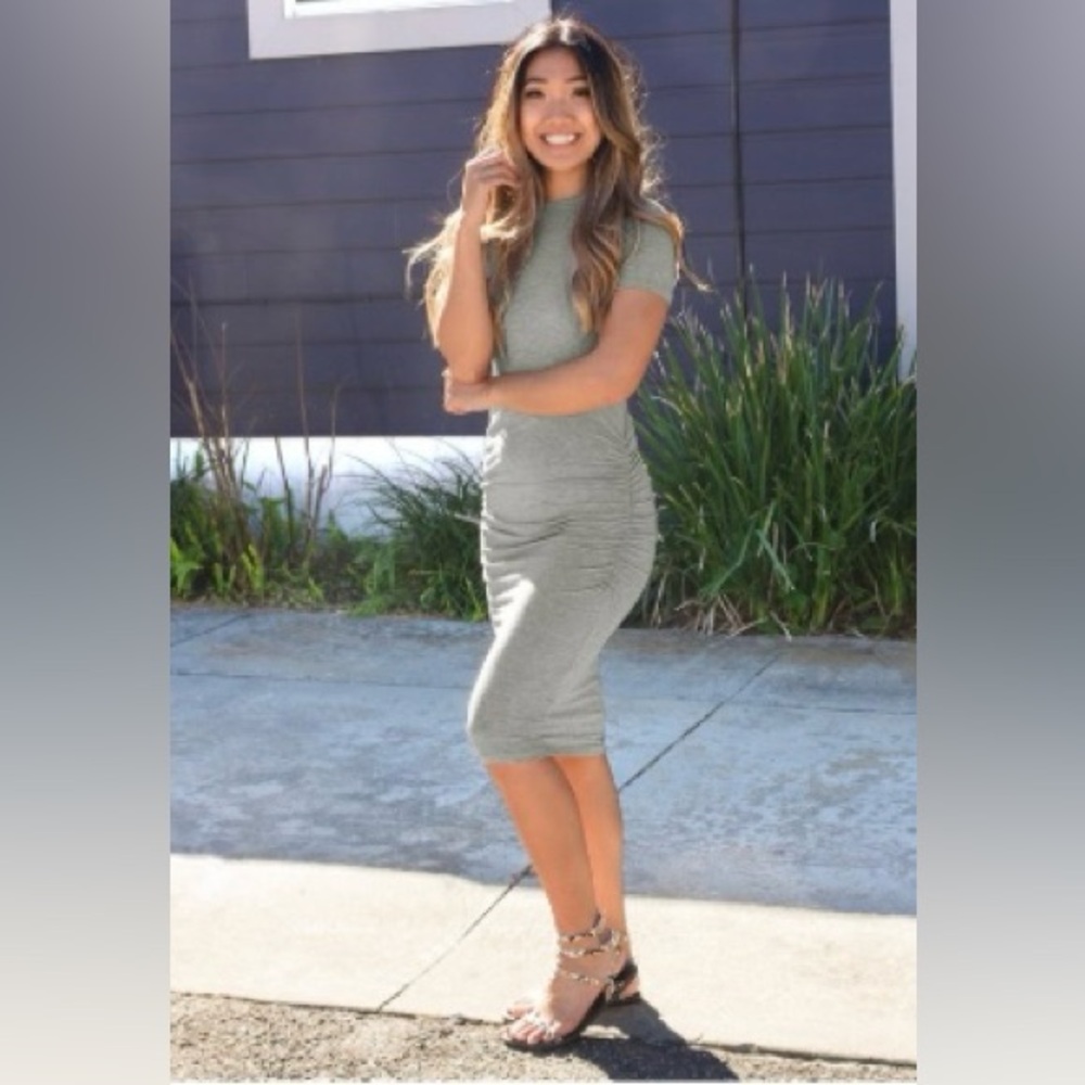 Grey Basic High Neck Dress